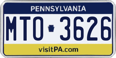 PA license plate MTO3626
