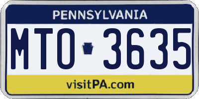 PA license plate MTO3635