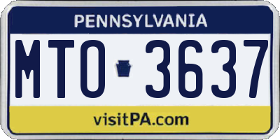PA license plate MTO3637