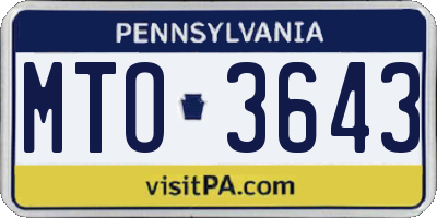 PA license plate MTO3643
