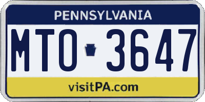 PA license plate MTO3647