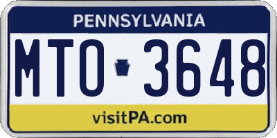 PA license plate MTO3648