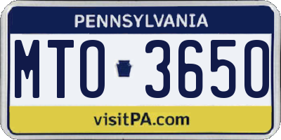 PA license plate MTO3650