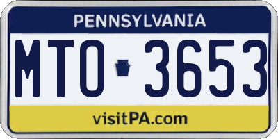 PA license plate MTO3653