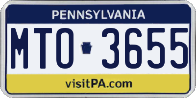 PA license plate MTO3655
