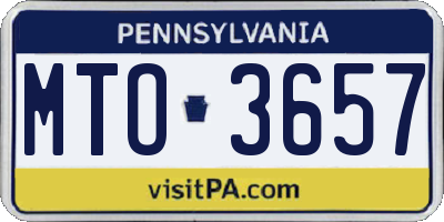 PA license plate MTO3657
