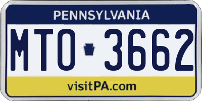 PA license plate MTO3662