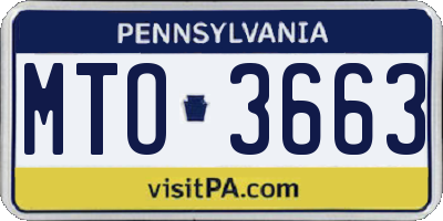PA license plate MTO3663