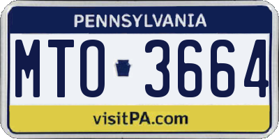 PA license plate MTO3664