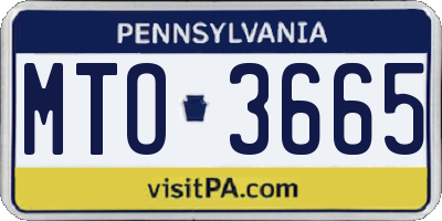 PA license plate MTO3665