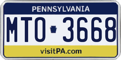 PA license plate MTO3668