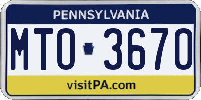 PA license plate MTO3670