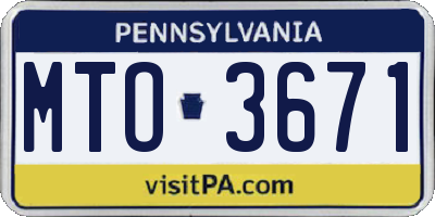 PA license plate MTO3671
