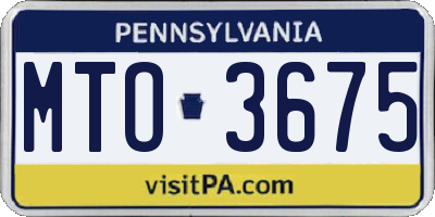 PA license plate MTO3675
