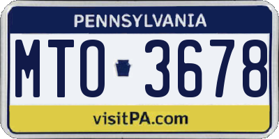 PA license plate MTO3678