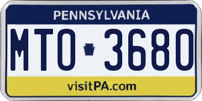 PA license plate MTO3680