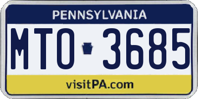PA license plate MTO3685