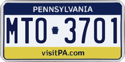PA license plate MTO3701