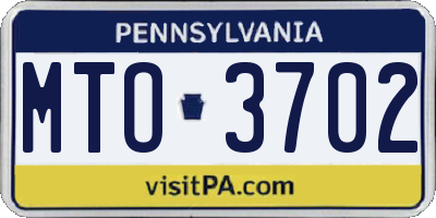 PA license plate MTO3702