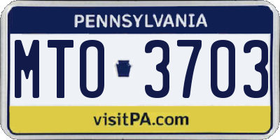 PA license plate MTO3703
