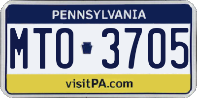 PA license plate MTO3705