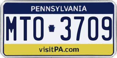 PA license plate MTO3709
