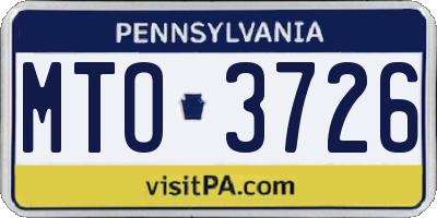 PA license plate MTO3726