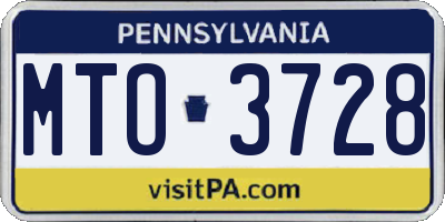 PA license plate MTO3728
