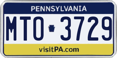 PA license plate MTO3729