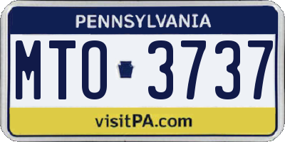 PA license plate MTO3737