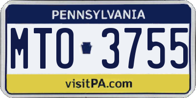 PA license plate MTO3755