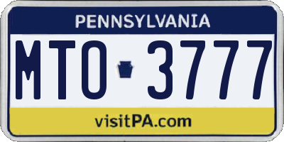 PA license plate MTO3777