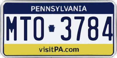 PA license plate MTO3784