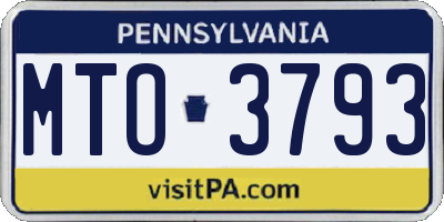 PA license plate MTO3793