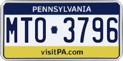 PA license plate MTO3796