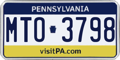 PA license plate MTO3798