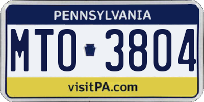 PA license plate MTO3804