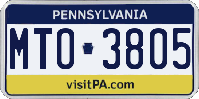 PA license plate MTO3805