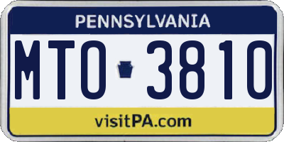 PA license plate MTO3810