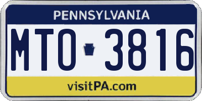 PA license plate MTO3816
