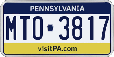 PA license plate MTO3817