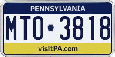 PA license plate MTO3818