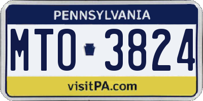 PA license plate MTO3824