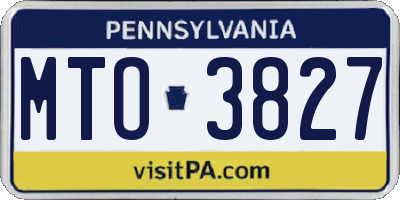 PA license plate MTO3827