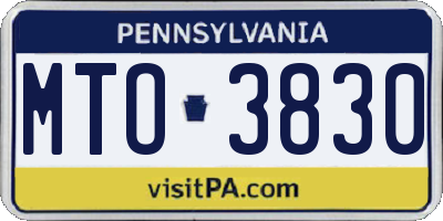 PA license plate MTO3830