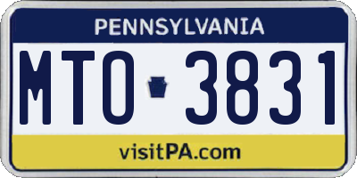 PA license plate MTO3831