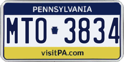 PA license plate MTO3834