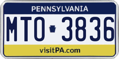 PA license plate MTO3836