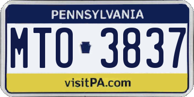 PA license plate MTO3837