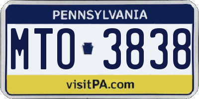 PA license plate MTO3838